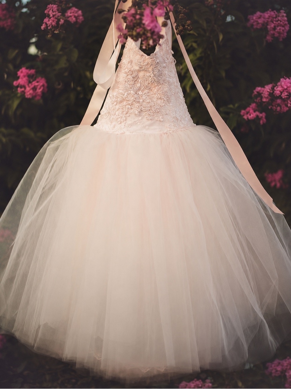 Dollcake Blush Pink Tulle Halter Flower Girl Dress